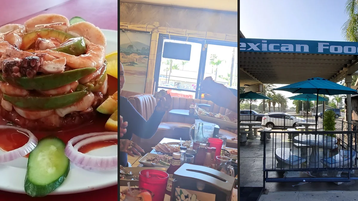 Mexican seafood dishes served indoors.